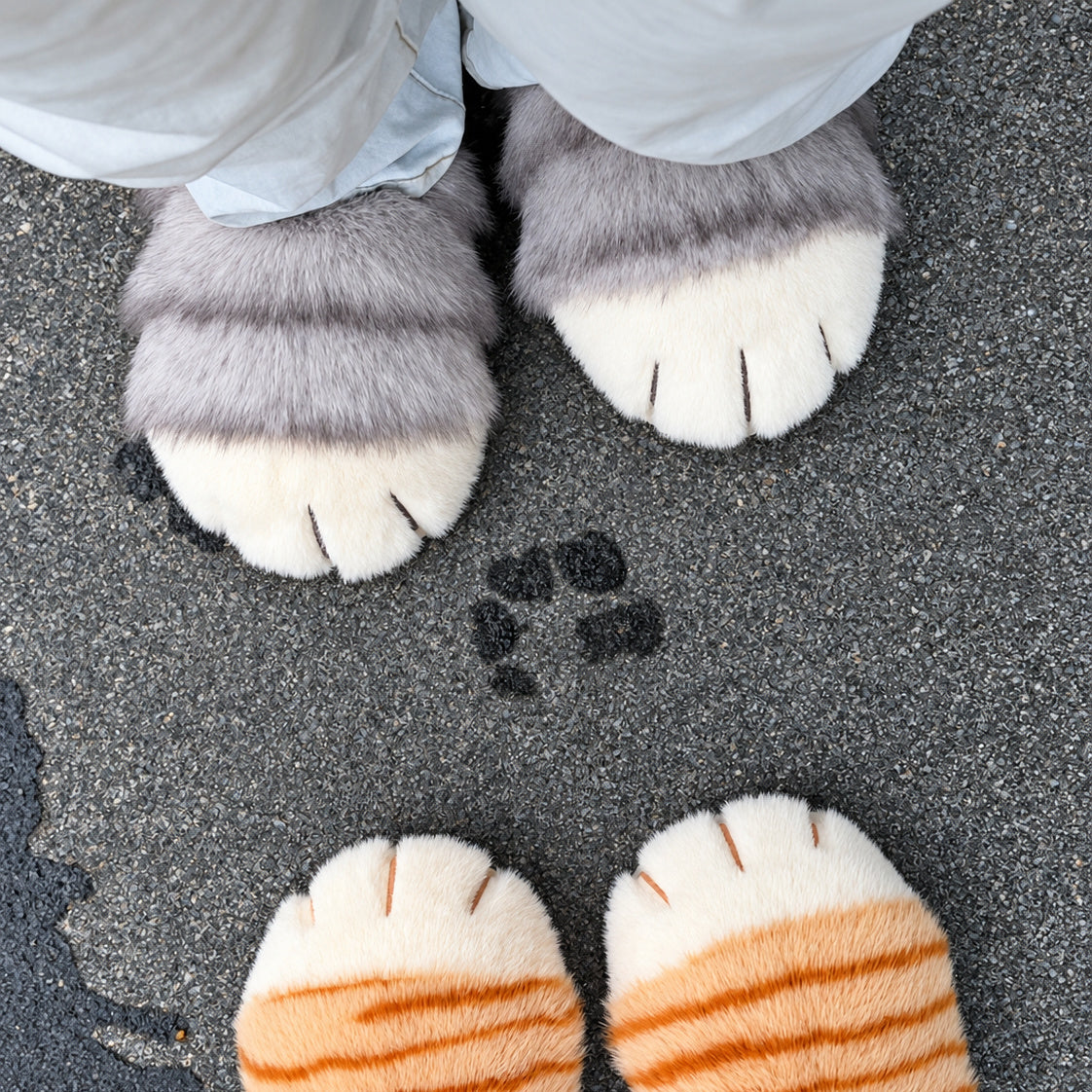 Fluffy Cat Paw Slippers